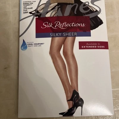 Blusa de controle Hanes Silk Reflections sedosa transparente #717 tamanho EF, cor pequena - Imagem 1 de 4