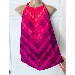 Aqua Green Pink Purple Tie Dye Halter Tankini Swim Top Size LARGE - Picture 1 of 8