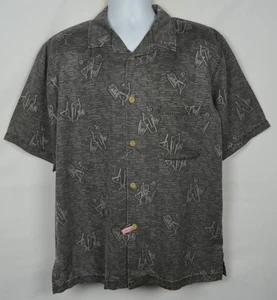 Nat Nast Shirt Mens M Gray Silk Short Sleeve Button Up Cocktail Lounge Camp - Picture 1 of 7