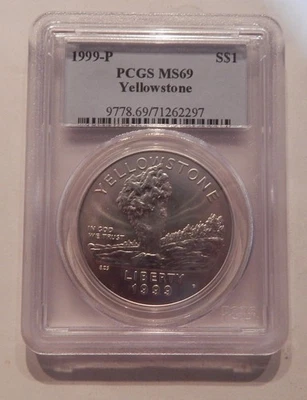 1999 P Yellowstone Commemorative Silver Dollar MS69 PCGS Coin - Image 1 of 2