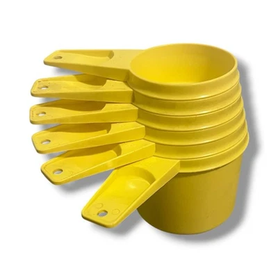 Vintage Tupperware Measuring Cups Set of 6 Flat Yellow Retro Kitchen Tools - Image 1 of 4