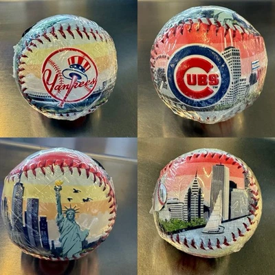NY YANKEES CHICAGO CUBS BALL 2025 COLLECTIBLE BASEBALL STATUE OF LIBERTY SKYLINE - Image 1 of 4