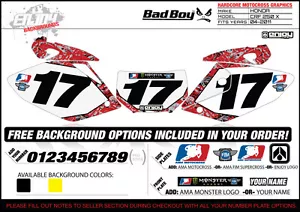 Bad Boy TEAM Motocross Number Plate Graphic 2004-2011 CRF 250 X by ENJOY MFG - Bild 1 von 1