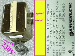 Transformador de encendido Jefferson de alto voltaje 10KV 23mA NUEVO DE LOTE ANTIGUO 638-253-288 HV 230W - Imagen 1 de 1