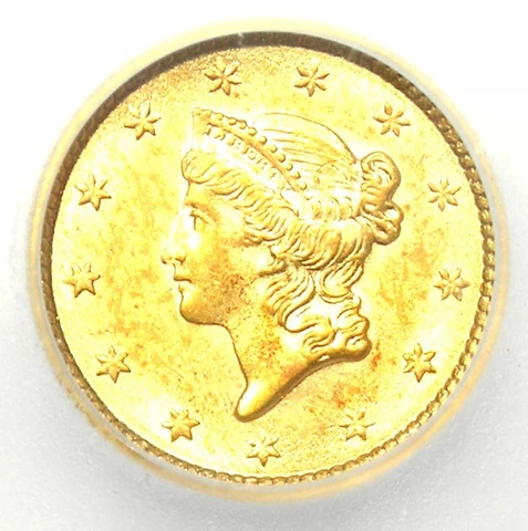 1853 Liberty Gold Dollar G$1 - Certified ICG AU58 - Rare Early Gold Coin! Cover