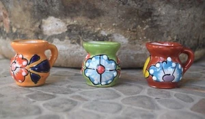 Pitcher Mini Ceramic 3 Pitchers Miniatures Talavera Home Kitchen Pottery Decor  - Picture 1 of 1