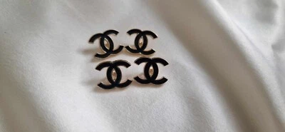 LOT OF 4 CHANEL CC BLACK ENAMEL BUTTONS 18MM - Image 1 of 4