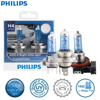 Philips Crystal Vision H1 H4 H7 H11 HB3 HB4 9005 9006 12V Halogen Car Headlights - Image 1 of 4