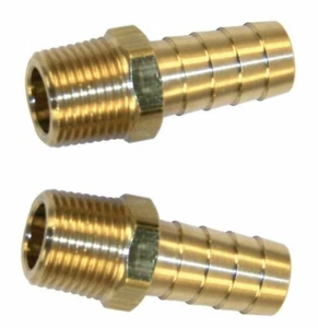 (2) Messing 1/4" NPT Außengewinde x 5/16" Schlauch Widerhaken Verschraubung Kraftstoff Luft Wasser Getriebe  - Bild 1 von 2