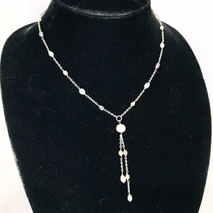 Vintage 925 Sterling Silber Barock Perle Y Halskette Herz Knebel - Bild 1 von 6