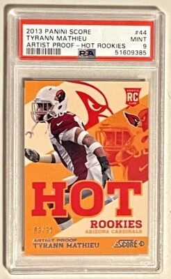 2013 TYRANN MATHIEU RC PSA 9 Panini Score ARTIST PROOF HOT ROOKIES; Pop 1 of 1 - Image 1 of 2