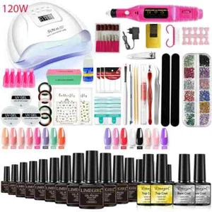 Manicure Kit Nail Gel Kit with 120W/54W UV Nail Art Lamp for All Drying Gel Nail - Picture 1 of 19