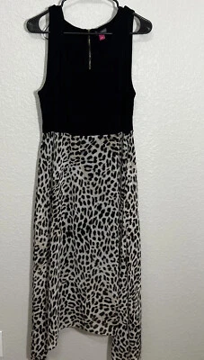 Vince Camuto качели платье Sz большой леопард ассиметричный вязаный вечеринки отпуска - Изображение 1 из 4