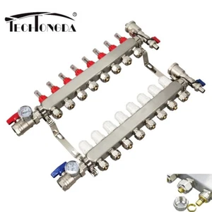 8-Abzweig PEX Fußbodenheizungsverteiler Set Wasserausklopffalle Verteiler - Bild 1 von 24