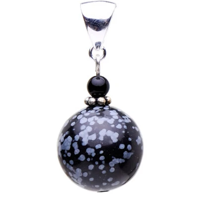 Colgante De Obsidiana Obsidiana De Copos De Nieve Y Ónix, Plata 925, Gris Negro - Imagen 1 de 4