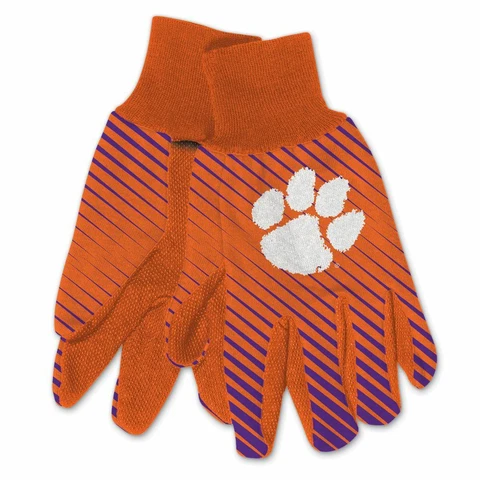 CLEMSON TIGERS STRIPED UTILITY GRIPPER DOTS GLOVES NEW WINCRAFT 🐯 Cover