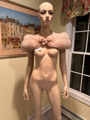 42"-4" Blanco Gris Ártico Azul Zorro Bufanda Piel Real Cuello Envoltura Estola Old Hollywood Foto 1 de 4