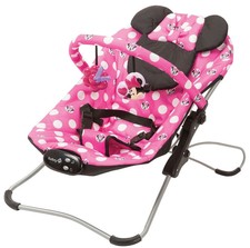 Disney Baby Minnie Mouse Snug Fit Compact Travel Folding Bouncer Music Vibration