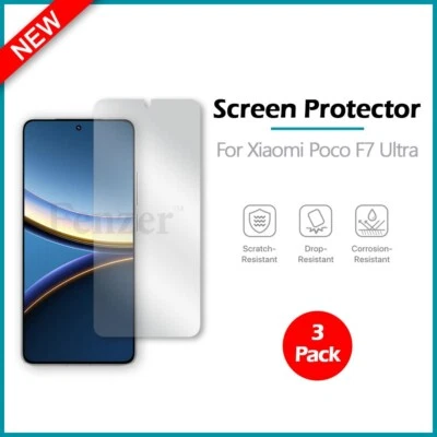 Paquete de 3 protectores protectores de pantalla LCD ultra transparentes HD para teléfono Xiaomi Poco F7 Ultra Foto 1 de 4