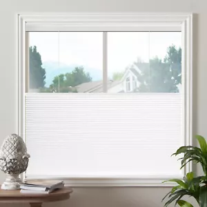 Biltek Cordless Honeycomb Cellular Pleated Top-Down Window Blinds 54"W, White - Picture 1 of 9