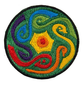 Embroidered Badge Node Psychedelic Green Shaman Hand Made Tibet Nepal #8565 E1 - Picture 1 of 1