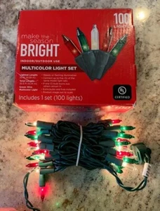 100 Ct Multicolor light set - 2 Boxes Red, Green, Clear. Christmas Lights - Picture 1 of 3