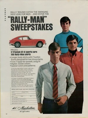 1967 Triumph GT-6 Sports Car Rally-Man Sweepstakes Shirts VINTAGE PRINT AD - Image 1 of 2