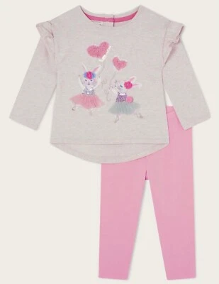 Monsoon Baby Girls Dancing Mice Jersey Top & Leggings Set - Various Sizes - BNWT - Image 1 of 3