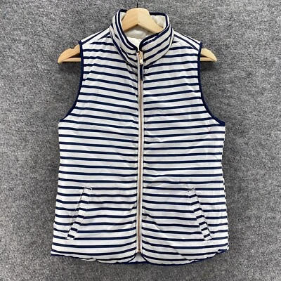 Chaleco Kensie Mujer S Pequeño Blanco Rayas Cremallera Completa Cuello Alto Sin Mangas Bolsillos Foto 1 de 4
