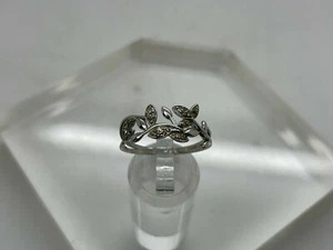 NWOT AFFINITY Sterling Silver .925 Diamond Vine Leaf 10mm Band Ring Size 11.25 - Picture 1 of 10