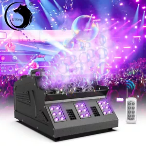 U`King DMX Smoke Fog Bubble Machine RGB LED Light Bubble Blower Stage DJ Fogger - Picture 1 of 12