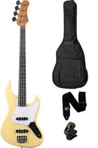 ELEKTRISCHER BASS TYP JB VINTAGE CREME EKO JB300-CRM + TUNER HÜLLE RIEMEN - Bild 1 von 5