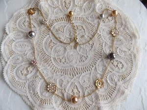 Kate Spade Necklace with gold & silver & rhinestone balls and flowers - Picture 1 of 4