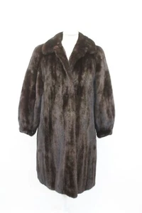 EXCELENTE CHAQUETA ABRIGO DE PIEL DE VISÓN RANCHO OSCURO CANADÁ MAJESTUOSO MUJER MUJER TALLA 8 M - Imagen 1 de 3