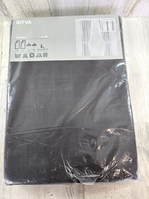 Ikea Ritva Curtains Brown 57" x 98" 2 Panels and Tie Backs - Image 1 of 4