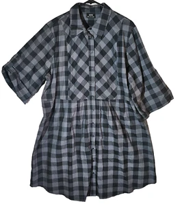 Ezibuy Sara Button Up Dress Women's Size 16 Black & Grey Check Light Fabric - Picture 1 of 17