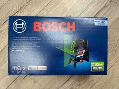 New! Bosch GCL100-80CG 12V Green-Beam Cross-Line Laser with Plumb Points - Image 1 of 2