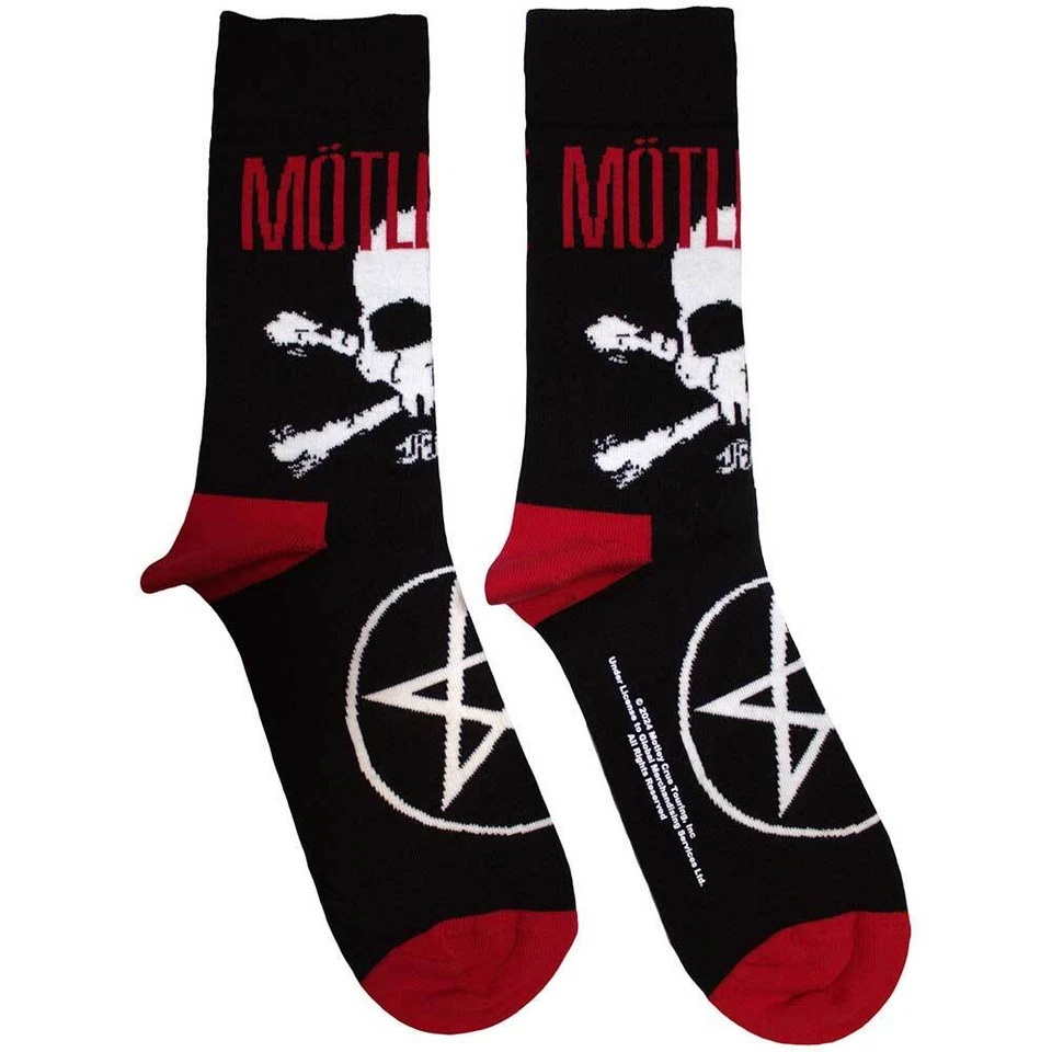 Calcetines Motley Crue Calavera y Huesos Cruzados Negros Nuevos Foto 1 de 1