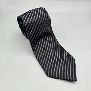 Donald J Trump Signature Neck Tie Black Gray Stripe Silk Length 58.5" Width 4" - Picture 1 of 10