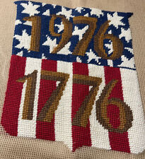 Vintage Patriotic 1776 1976 American Flag Needlepoint Tapestry Unfinished Cover