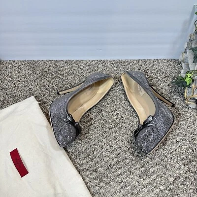 Valentino Garavani Crystal Embellished Pumps Sparkle Shimmer Bow EU 39.5 US 9.5 - Image 1 of 4