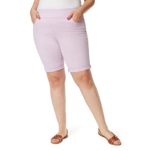 Gloria Vanderbilt Amanda Pull on Bermuda Shorts Womens 22W Purple Slimming NEW - Picture 1 of 11