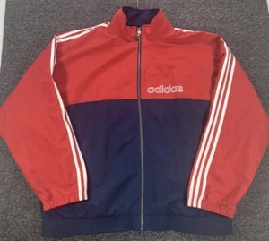 Adidas 90s Full Zip Windbreaker Track Jacket Mens XL Red Navy Trefoil - Picture 1 of 10