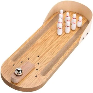 Mini Desktop Bowling Set Wooden Tabletop Game Toy Mini Arcade Desktop Toy - Picture 1 of 6