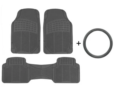 Cubierta de volante de cuero + juego de alfombrillas para todo tipo de clima - tamaño universal Foto 1 de 4