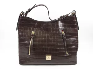 Dooney & Bourke Oakdale Cooper Hobo Croc Embossed Leather Brown (36) - Picture 1 of 9
