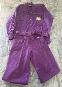 Vintage 90's KARL KANI OG Purple Denim 2PAC Era Hip-Hop Baggy Shirt & Pant Set - Picture 1 of 24