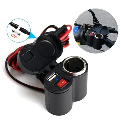 Dual Waterproof USB Port Motorbike Motorcycle Charger Socket Black Power Adapter - Image 1 of 4