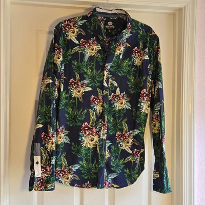 Ecko Unltd. Men's Hawaiian Shirt Size XL Blue Floral Long Sleeve Button Down - Image 1 of 4