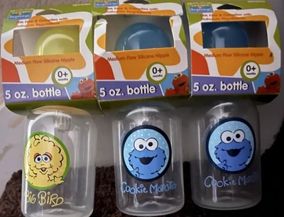SESAME STREET 2 COOKIE MONSTER & 1 BIG BIRD 5 OZ BIBERONES ¡LIBRE DE BPA! Foto 1 de 2
